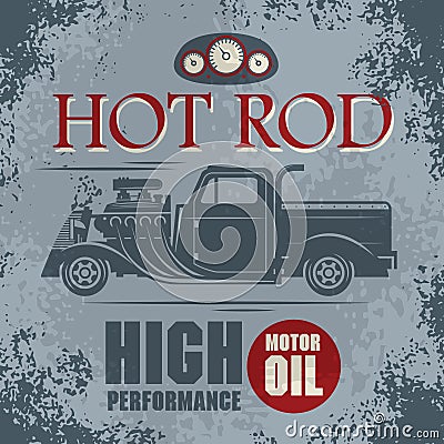 Retro Hot Rod poster Vector Illustration