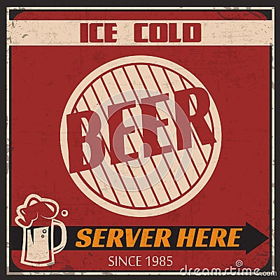 Retro Ice Cold Beer Poster Stock Photo