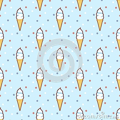 Retro Ice cream cones seamless pattern Vector Illustration