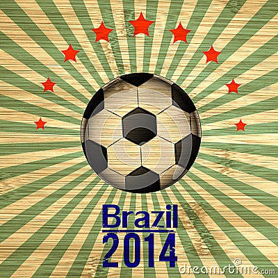 Retro Illustration football card in Brazil flag colors. Soccer ball Editorial Stock Photo