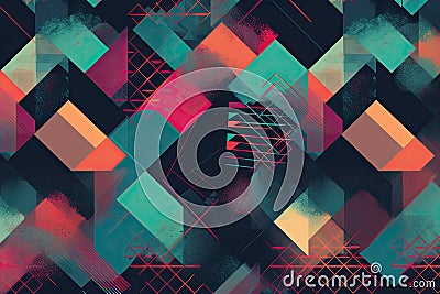Retro-inspired wallpaper with a noisy and grainy texture and vibrant colors Stock Photo