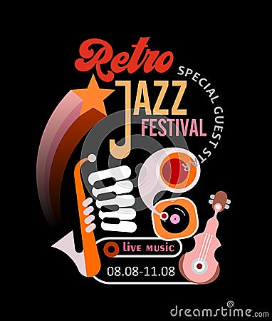 Retro Jazz Festival Poster Vector Illustration