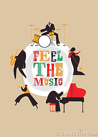 Retro jazz music band concept poster Vector Illustration