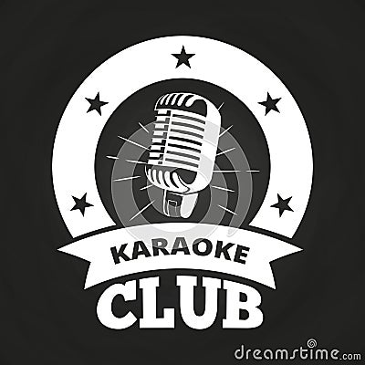 Retro karaoke club label Vector Illustration