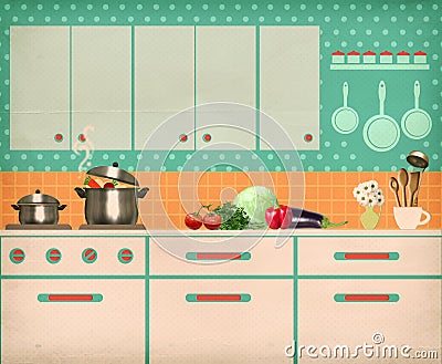 Retro kitchen interior Stock Photo