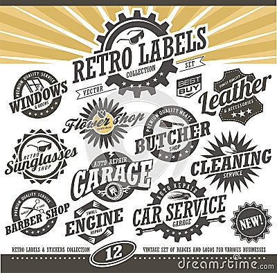 Retro labels and stickers collection Vector Illustration