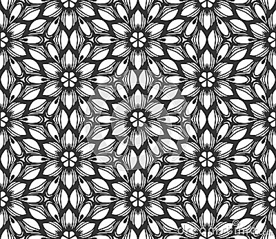 Retro lace flower flat herbal seamless pattern Vector Illustration