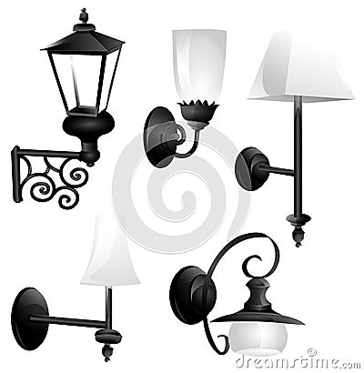 Retro lanterns set Vector Illustration