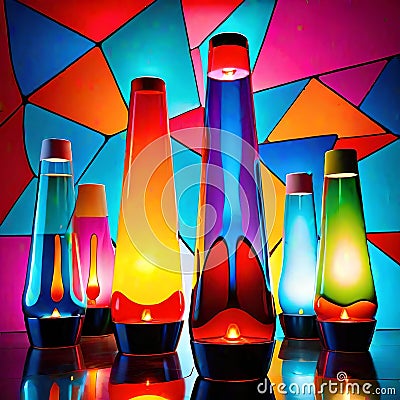Retro lavalamp lava lamp glow colorful hippie 1960 Cartoon Illustration