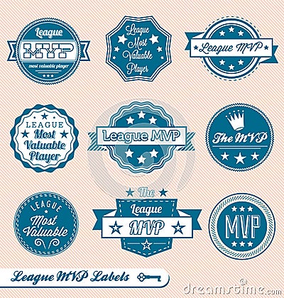 Retro League MVP Labels and Stickers Vector Illustration