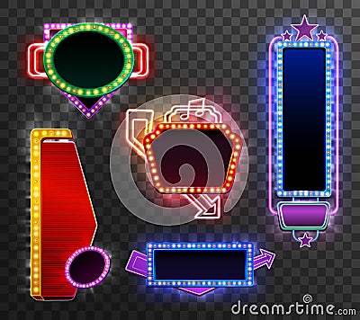 Retro light banner set Vector Illustration