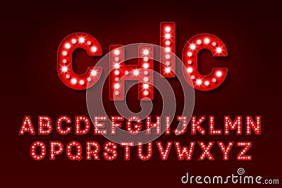 Retro light bulb font Vector Illustration