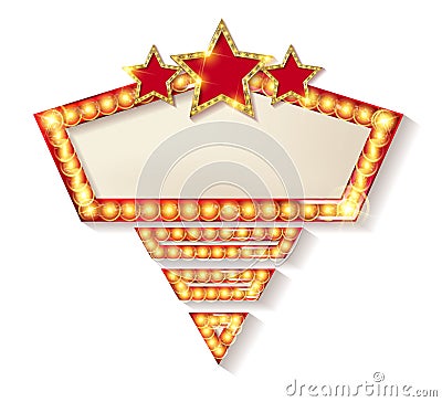 Retro light sign. Cartoon Illustration