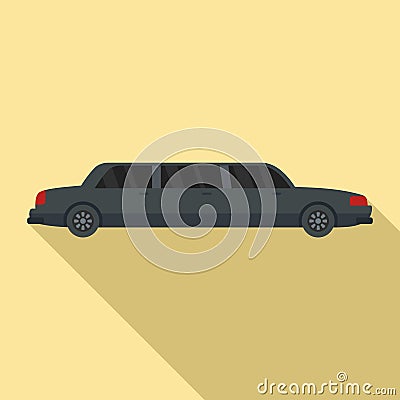 Retro limousine icon, flat style Vector Illustration