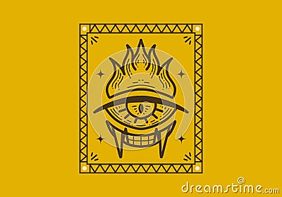 Retro line art design of a devil eyes Vector Illustration