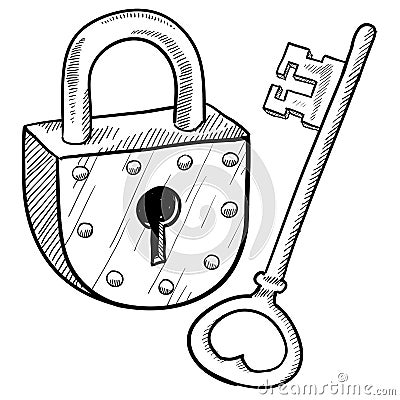 Retro lock and key Vector Illustration