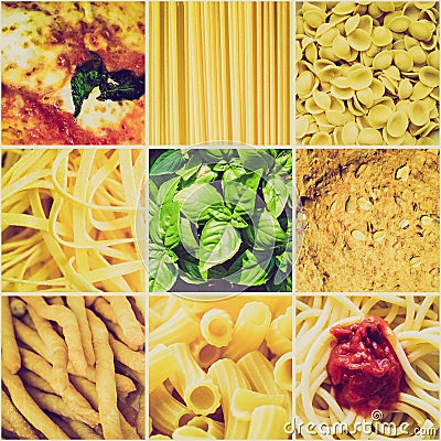 Retro look Italian food collage Stock Photo