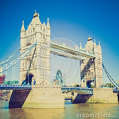 Retro look Tower Bridge London Stock Photo