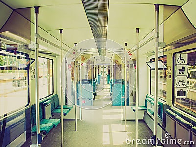 Retro look Train interior Stock Photo