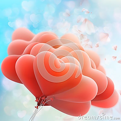 Retro love balloons on blue sky. EPS 10 Vector Illustration