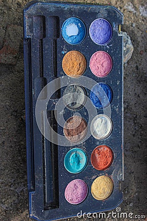 Retro make up , 60s 70s fashion, blue, white, bright Stock Photo