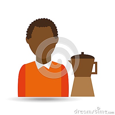 retro maker coffee brown woman cartoon Cartoon Illustration