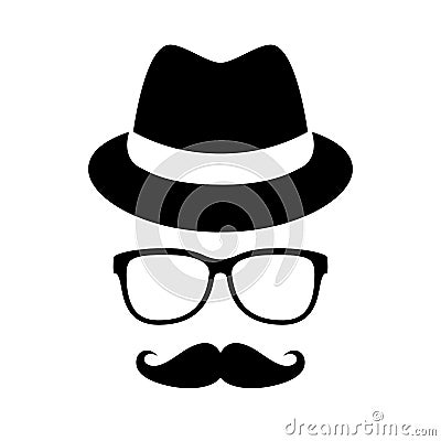 Retro man hat and glasses Vector Illustration
