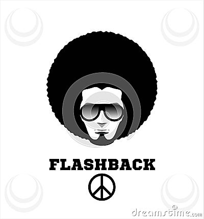 Retro man in 1970s hairstyle. Frizzy, 70's. Vector Illustration