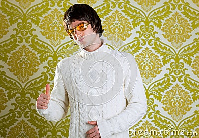 Retro man vintage glasses and turtleneck sweater Stock Photo