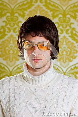 Retro man vintage glasses and turtleneck sweater Stock Photo