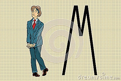 Retro man wants to in the toilet Vector Illustration