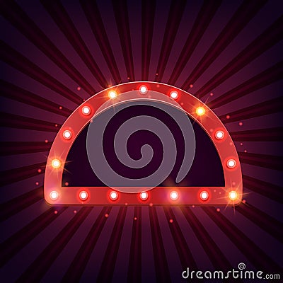 Retro marquee billboard with electric light lamps Vector Illustration