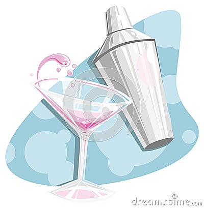 Retro martini and shaker Vector Illustration