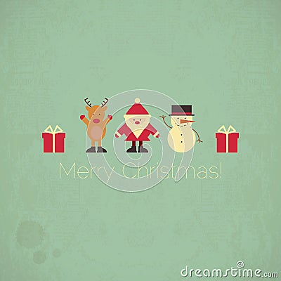 Retro Merry Christmas Card Vector Illustration