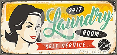 Retro metal sign for laundry room Vector Illustration