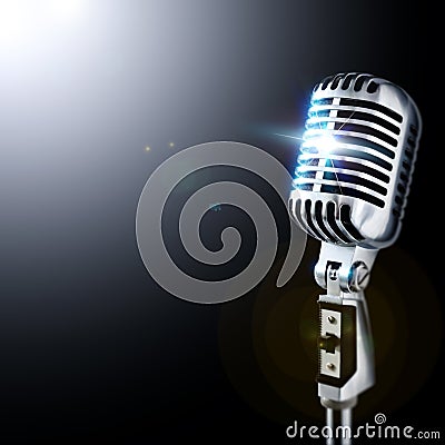 Retro Mic In Spotlight Editorial Stock Photo