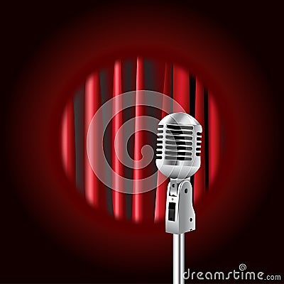 Retro Microphone Against the background Vector Illustration