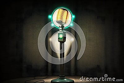 Retro microphone. Dynamic microphone. Neural network AI generated Stock Photo