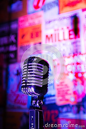 Retro Microphone Jazz Club Stock Photo