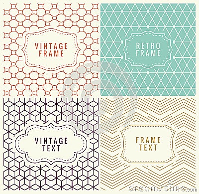 Retro Mono Line Frames with place for Text Vector Illustration