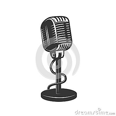 Retro monochrome microphone icon Vector Illustration