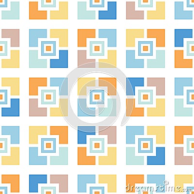 Retro Mosaics Tiles Vector Seamless Pattern. Whimsical Summer Pool Geo. Abstract Mid-Century Background Vector Illustration
