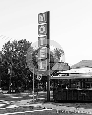 Retro motel sign in Ellenville, New York Editorial Stock Photo