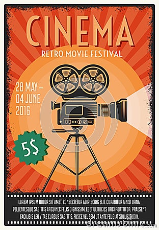 Retro Movie Festival Poster Vector Illustration