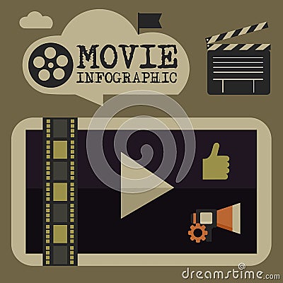 Retro movie template, media player, flat design, illustration, modern style, , concept, icons,digital, online, advertising Cartoon Illustration