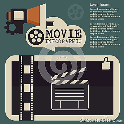 Retro movie template, media player, flat design, illustration, modern style, , concept, icons,digital, online, advertising Cartoon Illustration