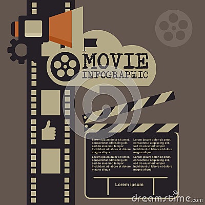 Retro movie template, media player, flat design, illustration, modern style, , concept, icons,digital, online, advertising Cartoon Illustration