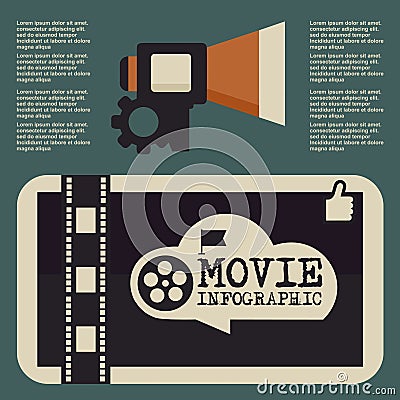 Retro movie template, media player, flat design, illustration, modern style, , concept, icons,digital, online, advertising Cartoon Illustration