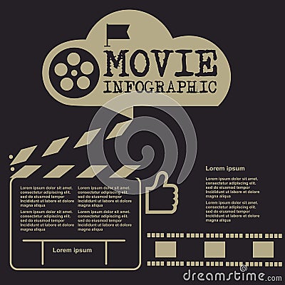 Retro movie template, media player, flat design, illustration, modern style, , concept, icons,digital, online, advertising Cartoon Illustration