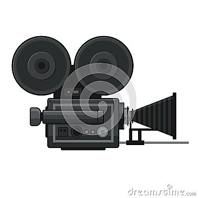 Retro Movie Video Camera Icon on White Background. Vector Vector Illustration